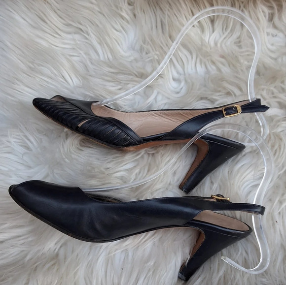 Ferragamo Blue strappy slingback heels 6B - Picture 3 of 10